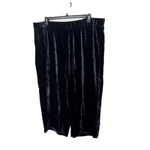 Eileen Fisher Wide Leg Pants Plus Size 3X Velvet Crop Black Silk Rayon Pull On